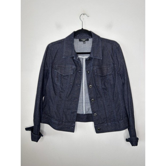 Talbots Jackets & Blazers - Talbots Womens Dark Wash Denim Trucker Jacket Blue Stretch Size 10P